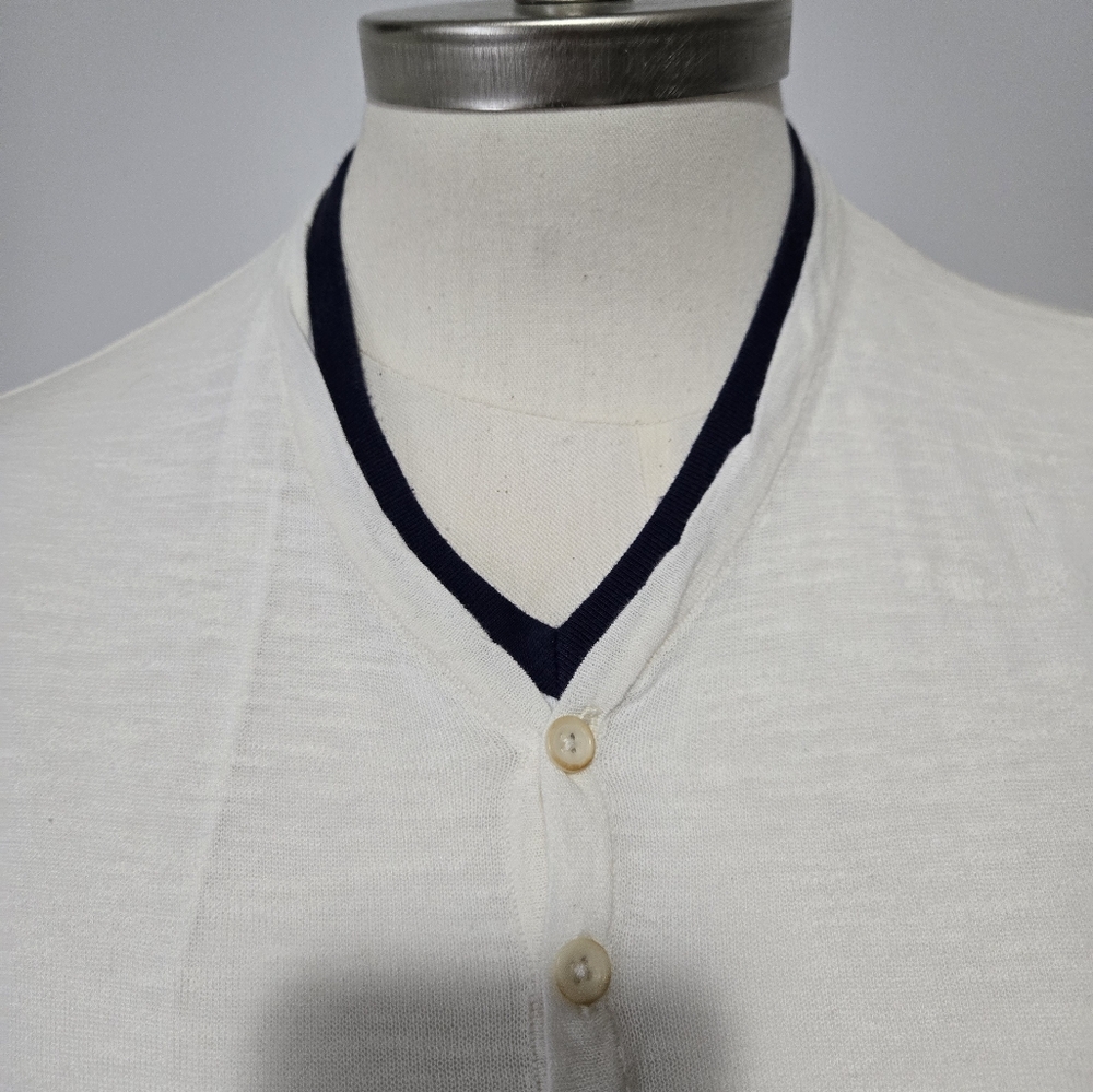 7 FOR ALL MANKIND layered Cotton Long Sleeve V Neck Top. Size Medium - Picture 3 of 10